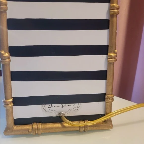 Dana Gibson Striped Black and White Table Lamp - Picture 5 of 5
